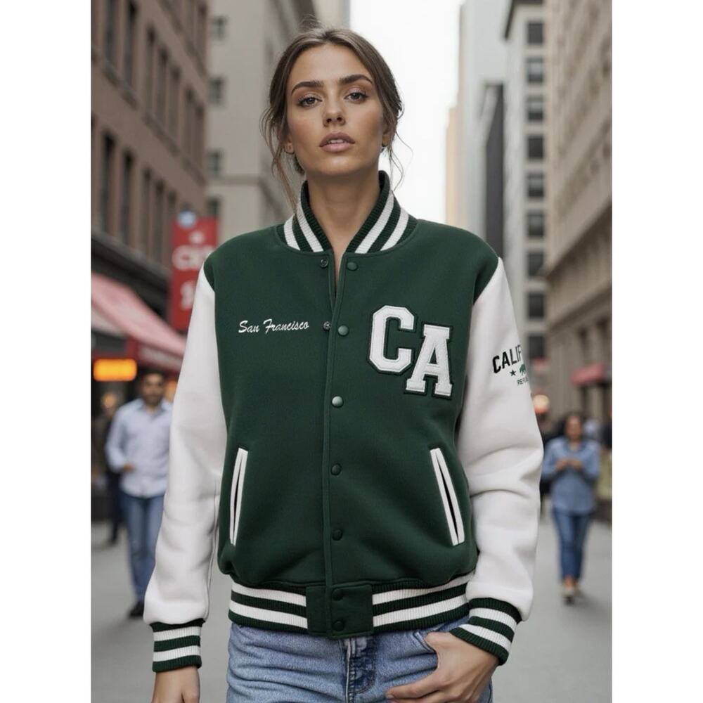 SF CityWear Unisex Snap San Francisco California Republic Varsity Jacket XL - Picture 11 of 11